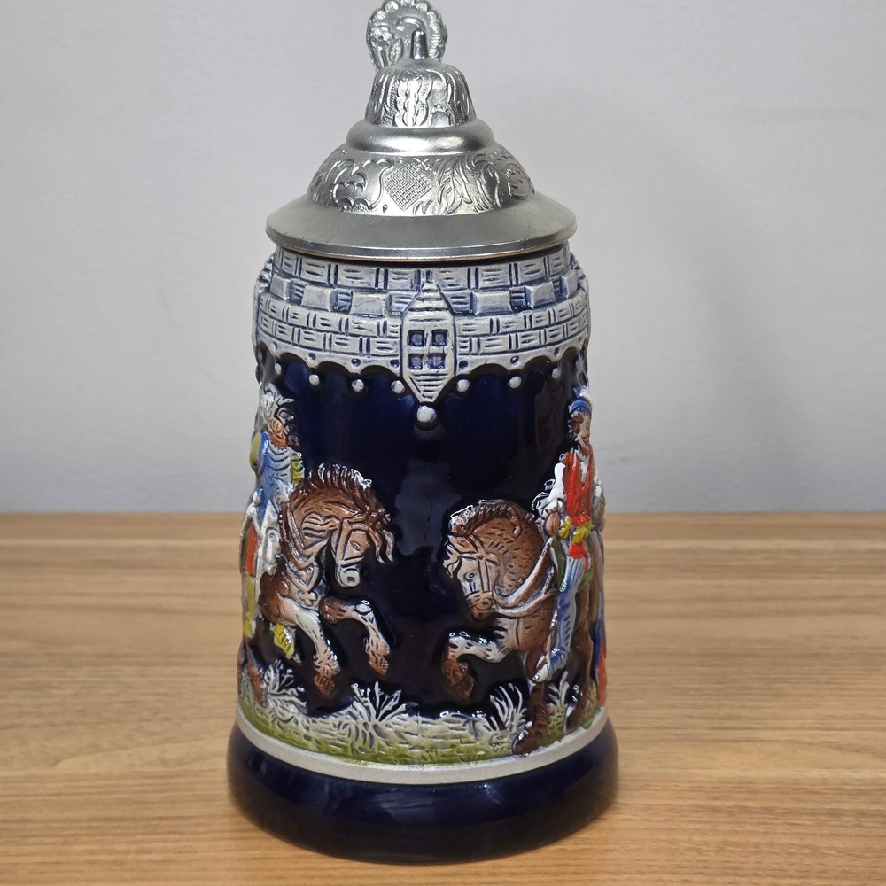Vintage 60's King West Germany Lidded Beer Stein Hand Painted Ceramic Pewter Lid - Picture 5 of 15